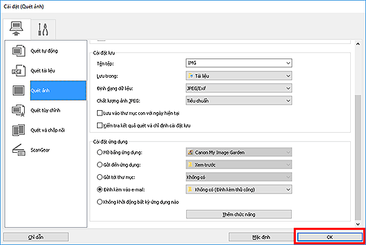hình: Hộp thoại Cài đặt